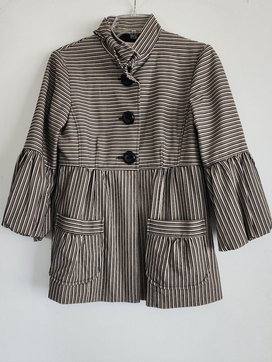 Nanette Lepore Jackets & Blazers - NANETTE LEPORE | "Roulette Wheel" Peplum-style Striped Jacket | Size 8